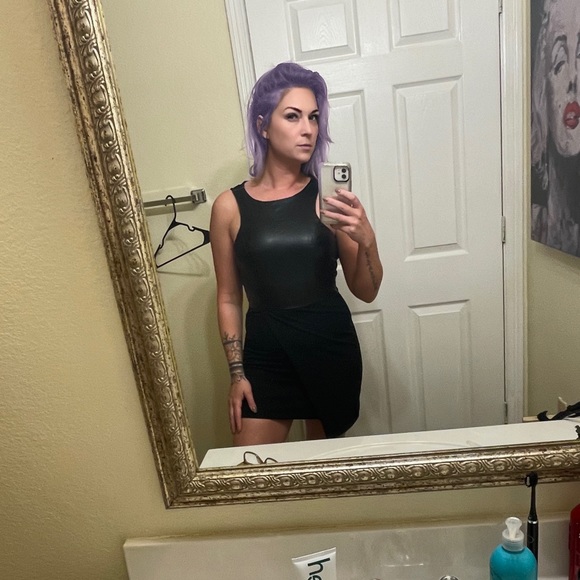 Black Faux Leather Mini Dress - Picture 1 of 3